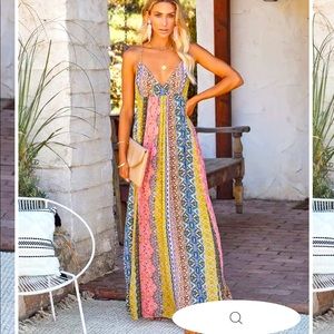 Turks + Caicos Printed Shimmer Maxi Dress - Pink Multi - Medium
